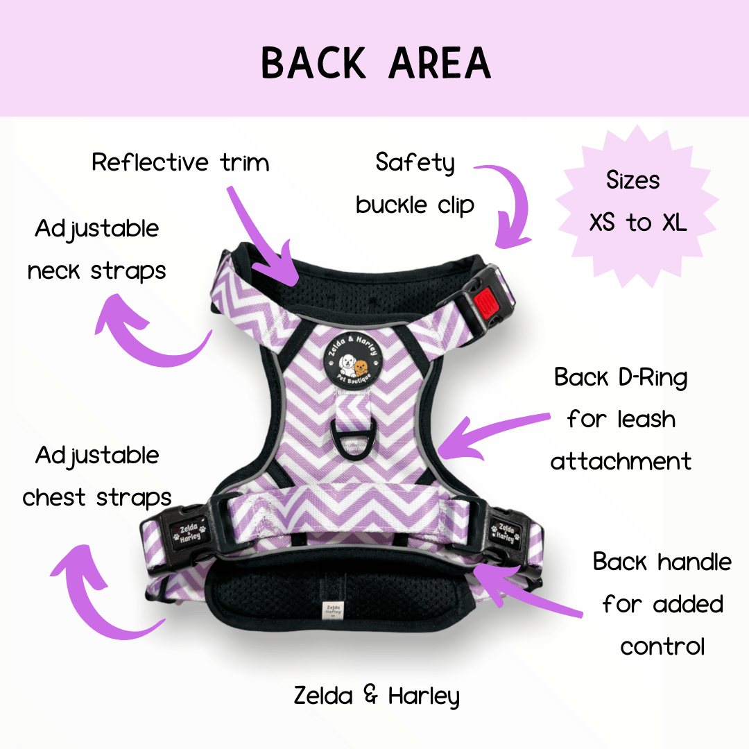 Zelda & Harley Harness Zig Zag Wag Pastel Purple - Adventure No Pull Harness