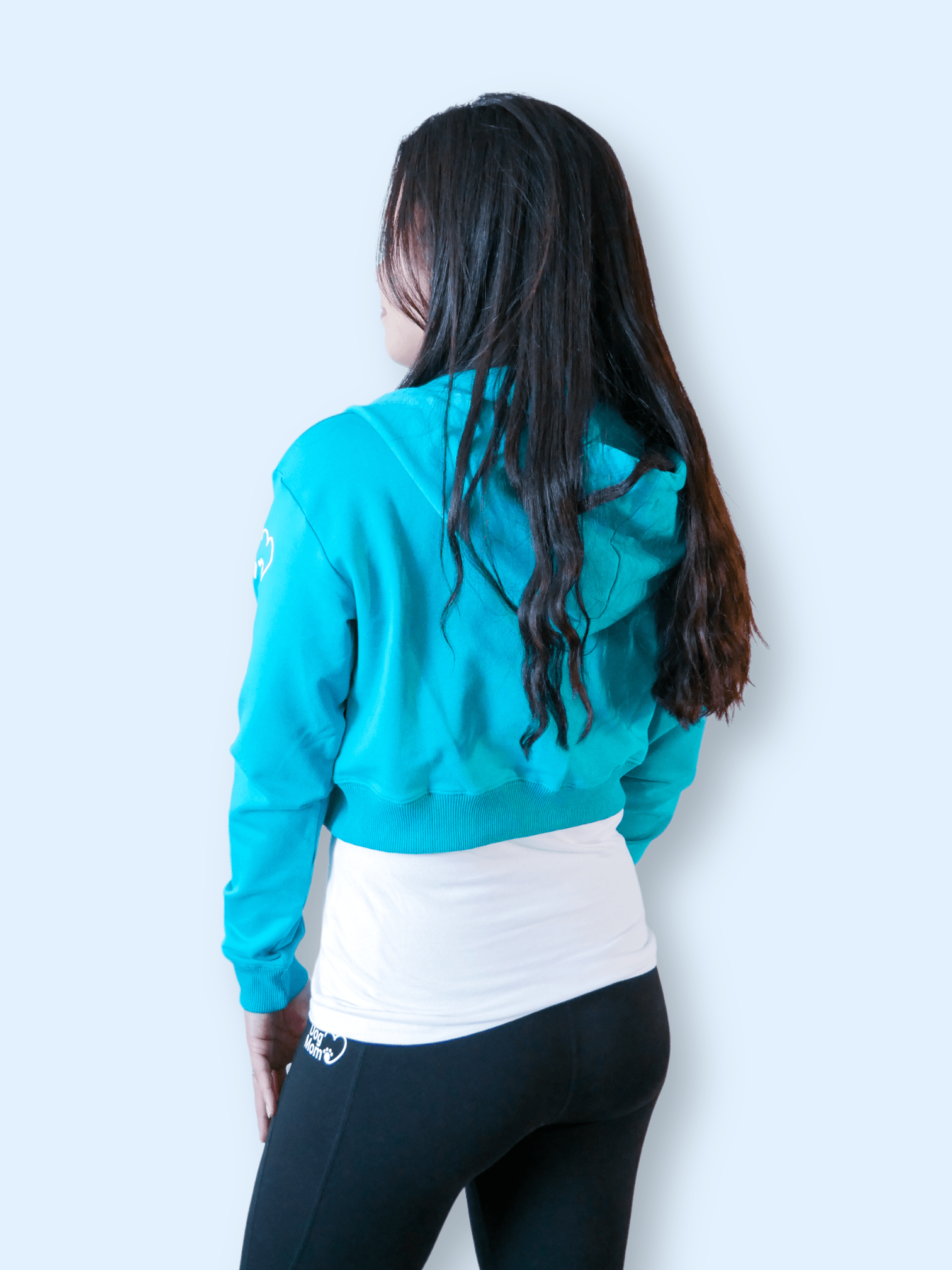 Zelda & Harley Apparel & Accessories Dog Mom Crop Top Hoodie - Aqua