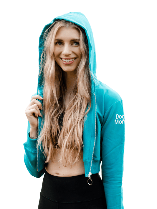 Zelda & Harley Apparel & Accessories Dog Mom Crop Top Hoodie - Aqua