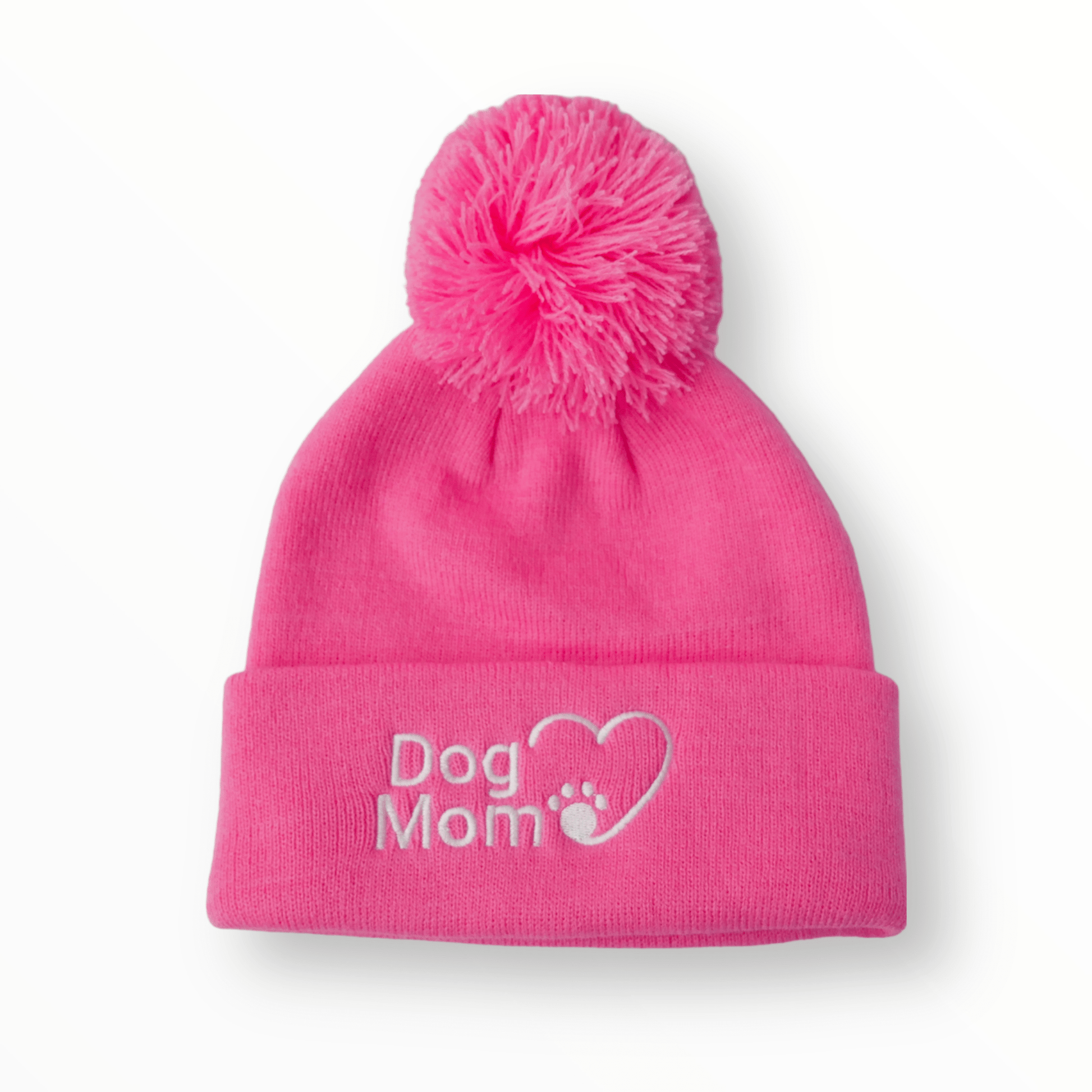 Zelda & Harley Beanie Dog Mom Bobble Beanie - Pink